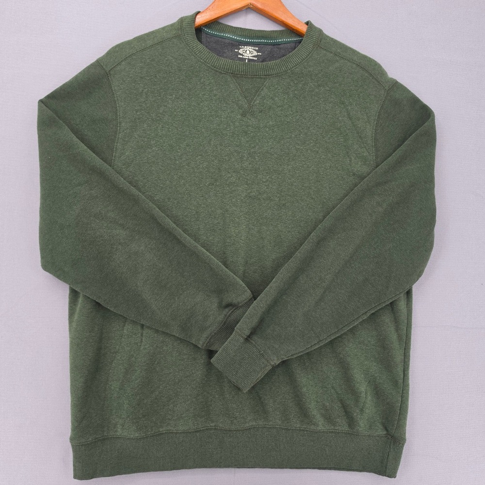 GH Bass & Co Mens Forest Green Heather Crewneck Sweatshirt Large Workwear Fleece